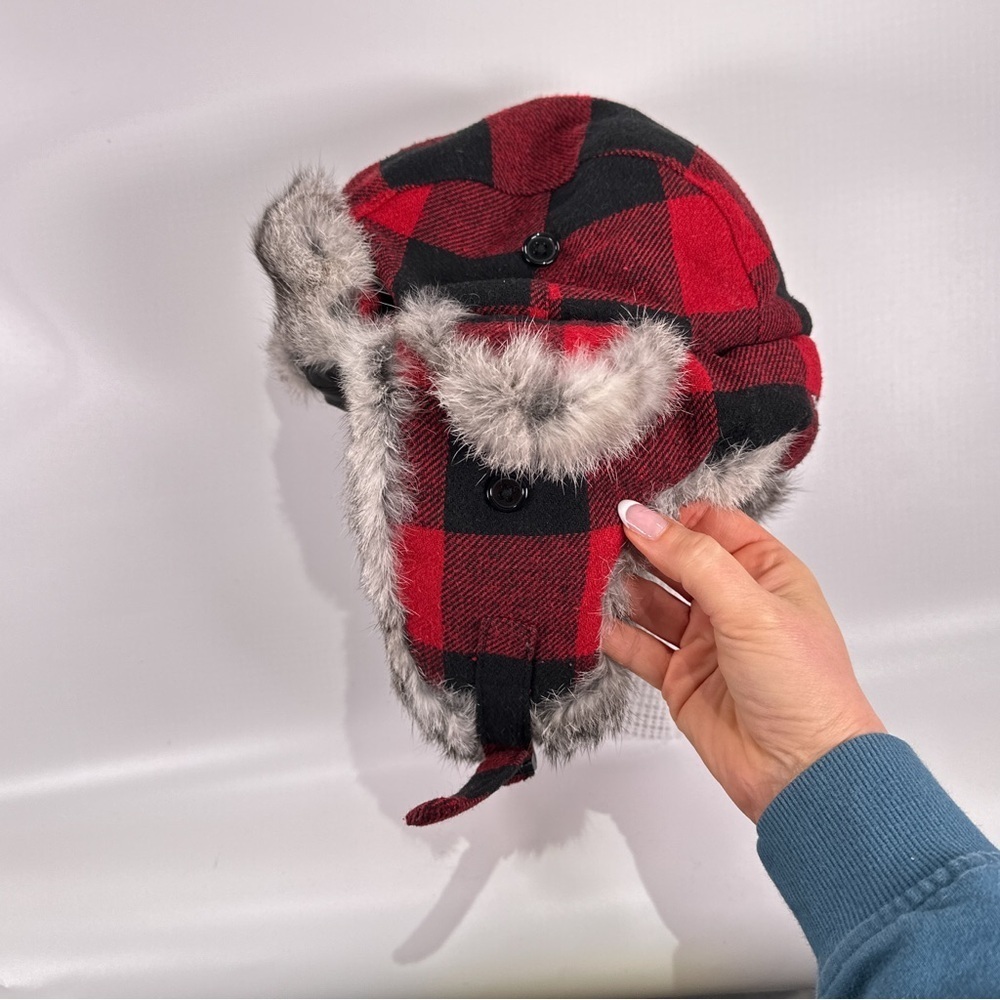 Yukon Tracks Mens Trapper Hat Rabbit Fur Buffalo Plaid Size L - Picture 4 of 13